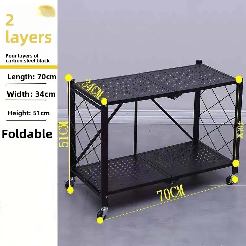 No-Installation Kitchen Storage Rack Multi-Purpose Rolling Cart Microwave Oven Stand Organizer Shelf for Countertop