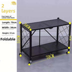 No-Installation Kitchen Storage Rack Multi-Purpose Rolling Cart Microwave Oven Stand Organizer Shelf for Countertop
