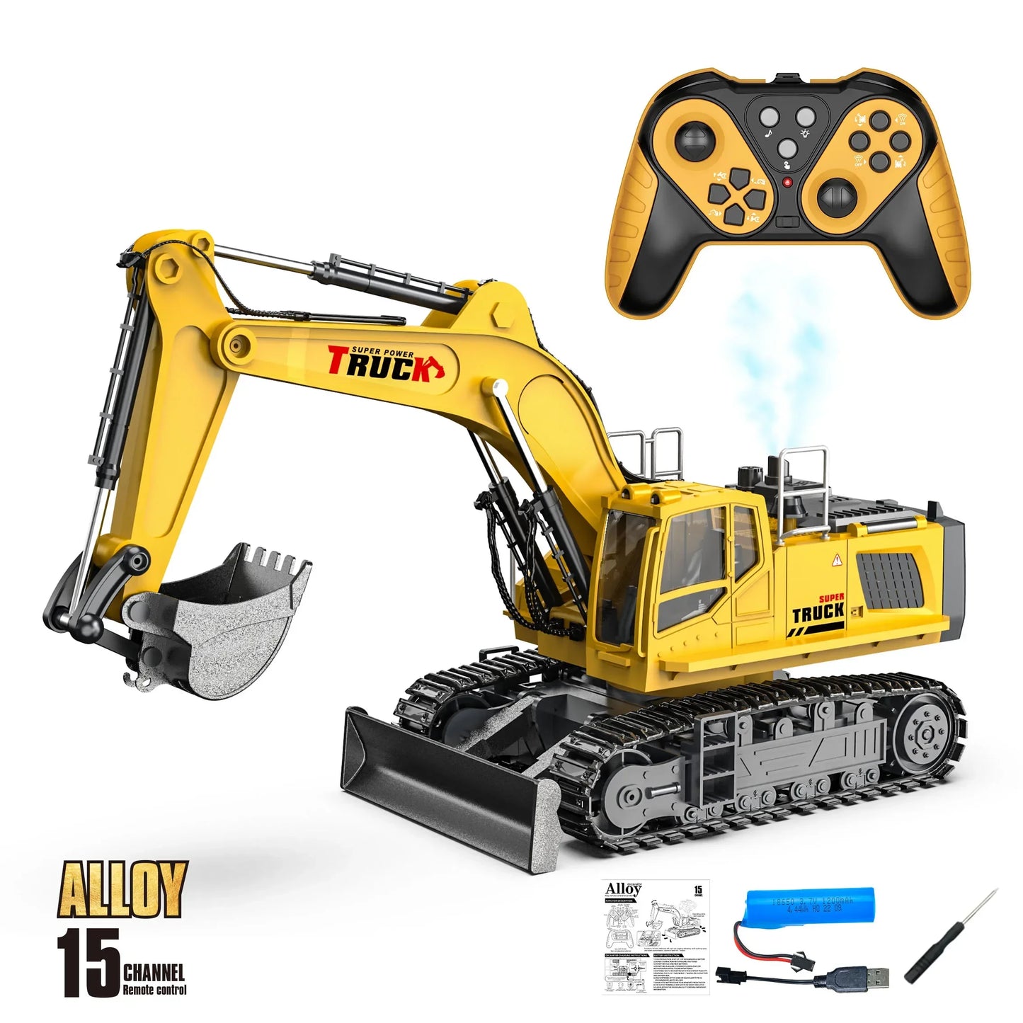 Alloy Rc Car 15/13Ch Remote Control Excavator Radio-Control Truck Construction Vehicle Simulated Model Children Xmas Gift
