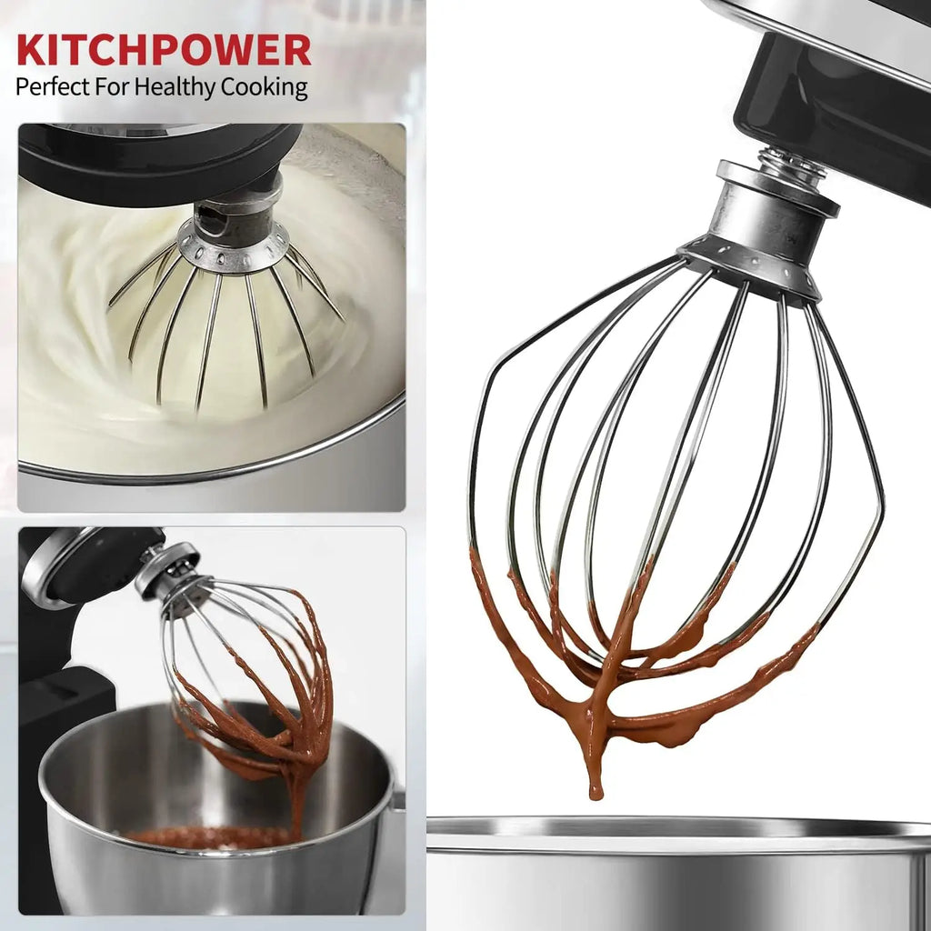 6 Wire Whisk Attachments Compatible with KitchenAid 5Plus-6Quart Mixer, Bowl Lift Stand Mixer Accessories, 6-Quart Stainless Ste