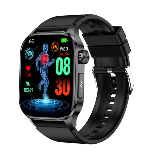ET580 Smart Watch Men 2.04inch AMOLED Large Screen Bluetooth Call ECG Blood Pressure Oxygen Health Monitor SOS Smartwatch
