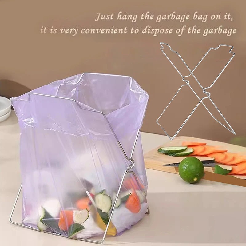 Outdoor Household Garbage Rack Foldable Kitchen Debris Storage Rack Multifunctional Kitchen Fresh-keeping Bag Holder