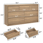 7 Drawer Dresser for Bedroom, 55'' Modern Chest of Drawers for Closet, Wide Drawer Organizer Cabinet for Living Room White/Black