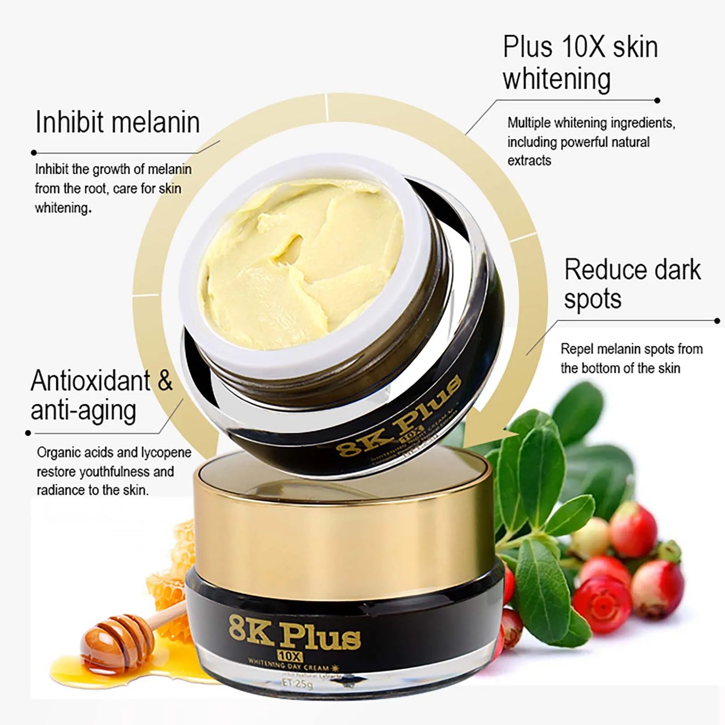AILKE Whitening Face Cream - Reduces Dark Spots & Melanin with Collagen & Glutathione | All Skin Types | AlluCanFind
