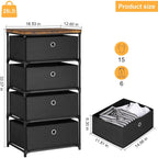 4-Drawer Fabric Closet Organizer | Foldable Clothes Storage Dresser for Bedroom/Dorm/Hallway | Easy Assembly Storage Bins, Black
