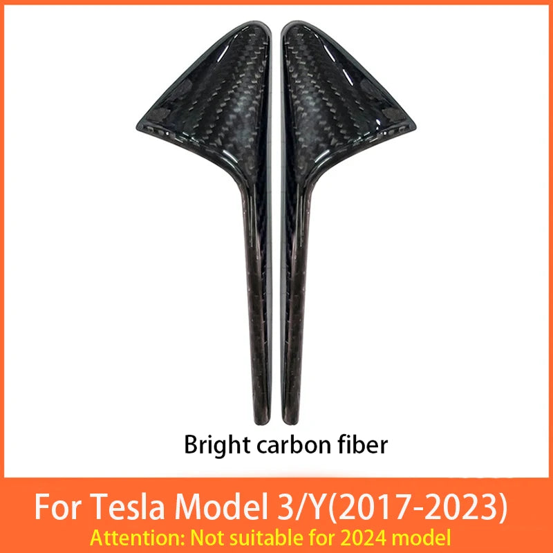100% Real Carbon Fiber Side Camera Cover For Tesla Model Y Juniper 2025  Model 3 2017-2025 Leaf Board Sticker Accessories