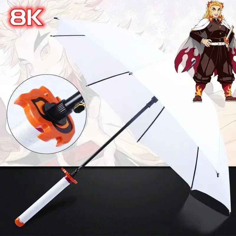 Demon Slayer Katana Anime Umbrella Ninja Long Parasol Kimetsu No Yaiba Tanjirou Cosplayer Samurai Sword Katana Handle Umbrellas