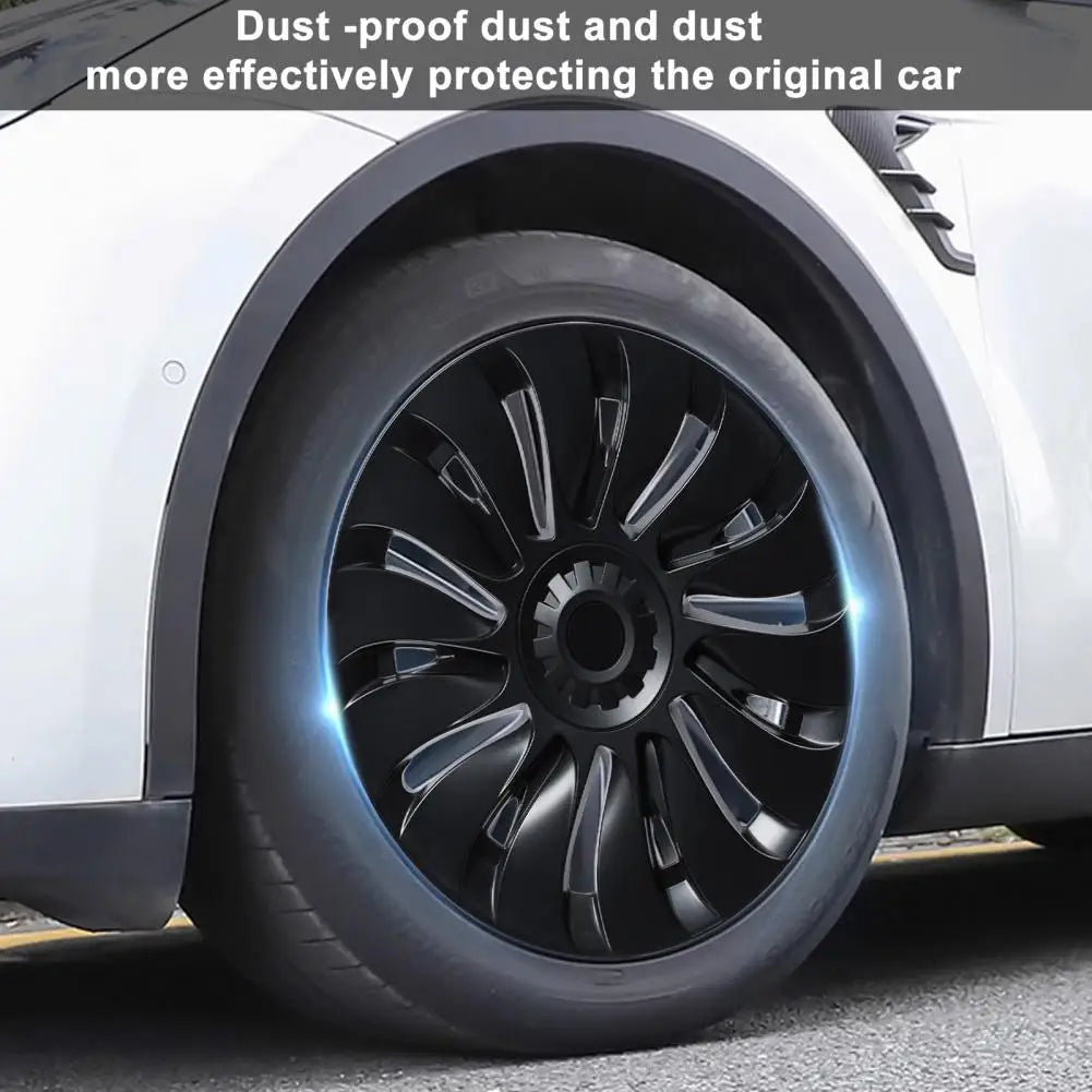 4Pcs 19 Inch Matte Black Support Logo Symmetry Design Uberturbine Style Model Y Gemini Wheel Cover Replacement