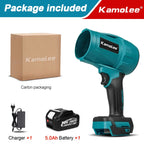 Kamolee Brushless 2000W Electric Turbo Blower Jet Fan 200M/S Car Dryer Handheld Dust Blowing Tool Apply to 18V 21V Battery