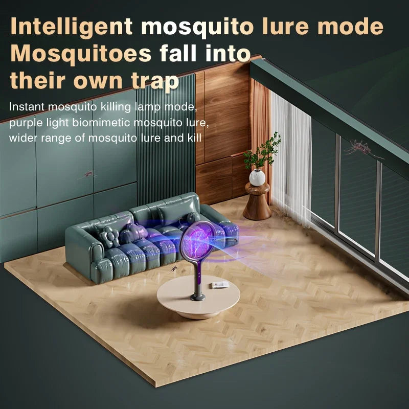 Multi functional 2-in-1 mosquito killer lamp angle retractable mosquito swatter USB rechargeable mosquito swatter bat swatter