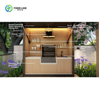 Customized Stainless Steel Outdoor Kitchen Cabinets Modern Kitchen With Stove BBQ Grill Set For Family Gathering And Event Use