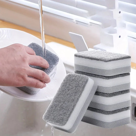 20pcs Double-sided Cleaning Sponges Pan Pot Cleaning and Maintenance Washing Sponges Household Scouring Pad Kit Tools Brush