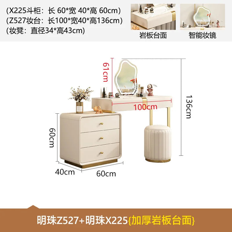Dresser, chest, storage cabinet, integrated solid wood simple dressing table, cream wind bedroom corner retractable dressing
