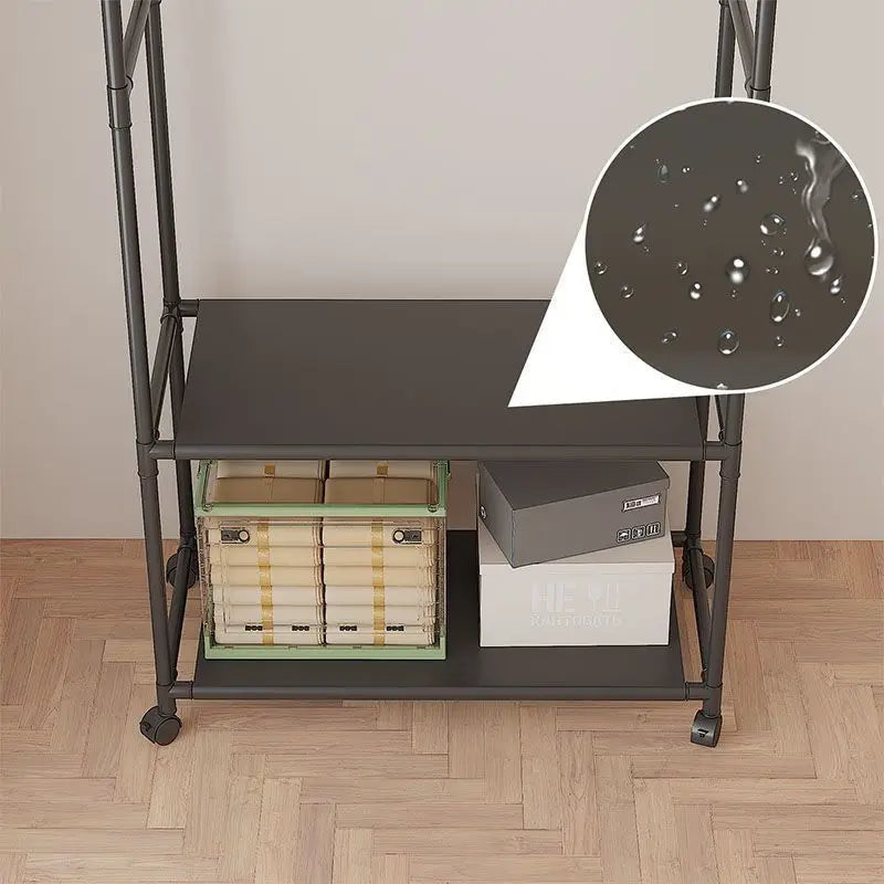 Simple Multifunctional Coat Rack Shelf Home Dormitory Floor Hanger Movable Clothes Rack, Storage Rack