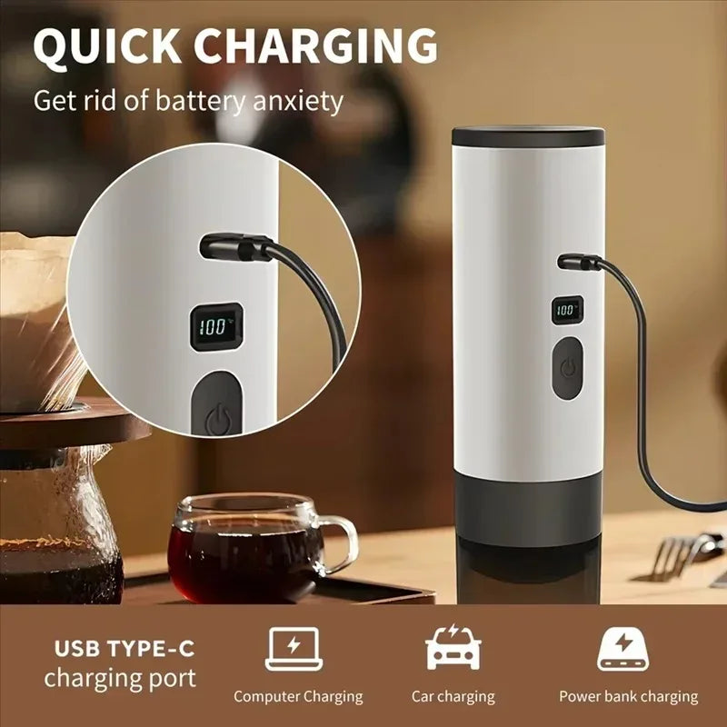 Wireless Electric Portable Espresso Coffee Machine For Car & Home Camping Coffee Maker Capsule Powder Travel