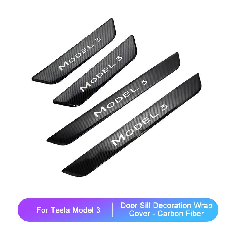 Model Y 2024 Door Sill Protection Strip for Tesla  Model 3 2023 Front Rear Stainless Pedal Decoration Wrap Cover Car Accessories
