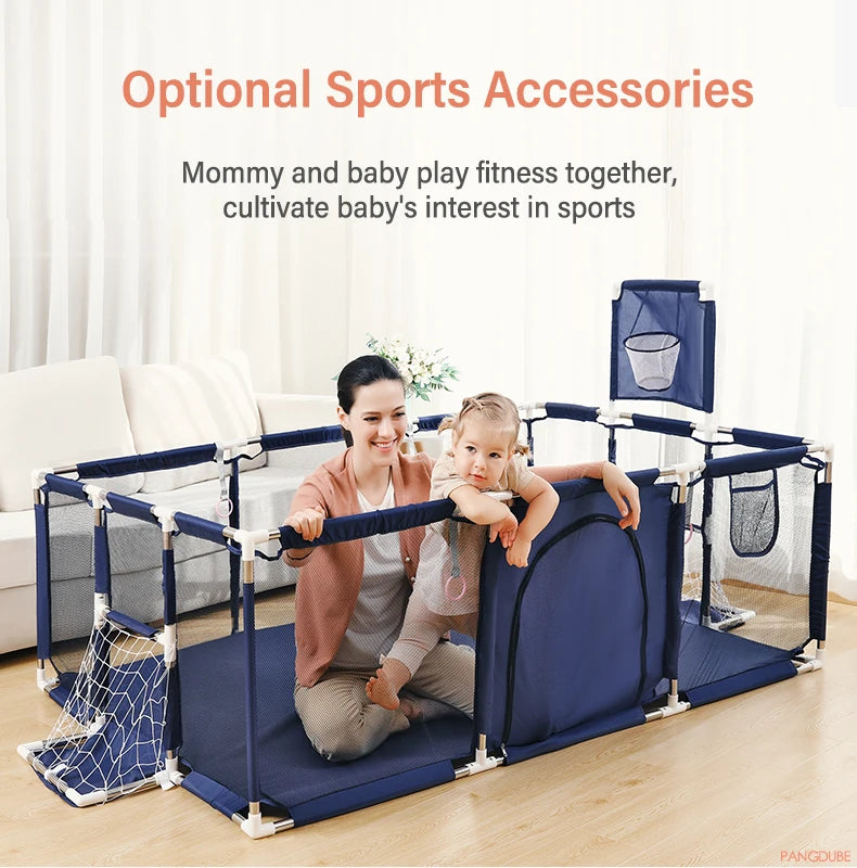 PANGDUBE Baby Playground Playpen for Baby and Toddlers Thicken Steel Pipes & Cloth Baby Fence Play Park Baby Activity Fence