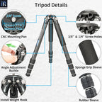 INNOREL CT75C/85C Carbon Fiber Tripod for DSLR Camera Heavy Duty Stand Low Gravity Center Ballhead with Adjustable Center Column