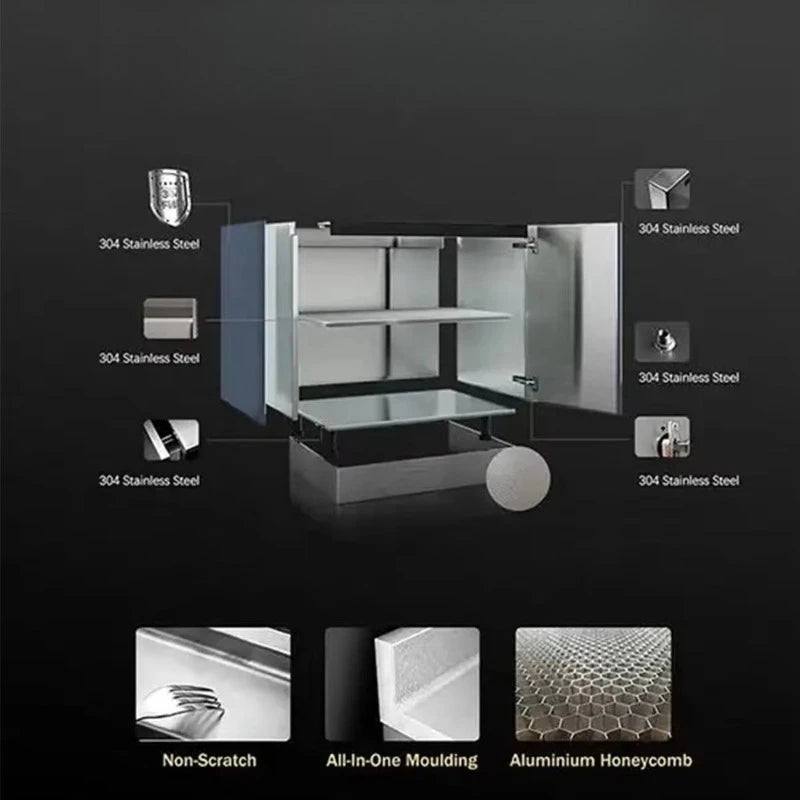 Customized eco modular outdoor kitchen island waterproof stainless steel cabinet with BBQ grill storage solution