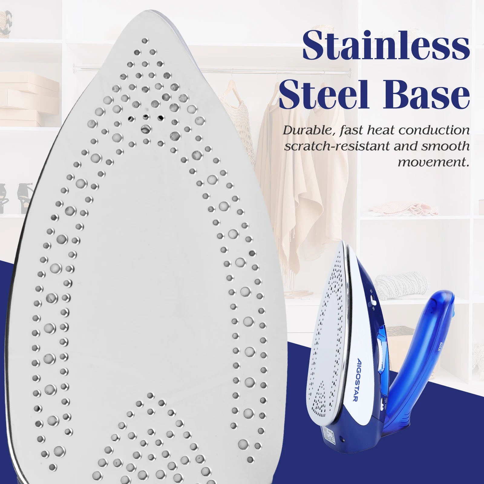 Travel steam iron 1100W, travel iron 110/240V, portable foldable handl