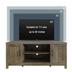 Farmhouse Tv Stand, Wood Grooved Door Entertainment Center With Storage Cabinets And Open Shelves, Rustic Media Console Up To