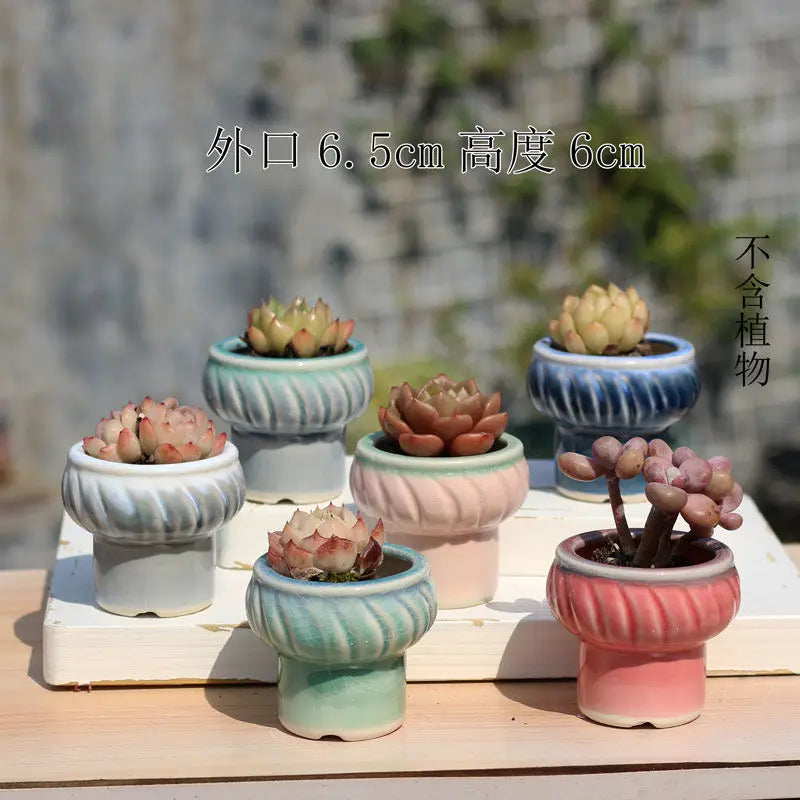 Combination Ceramic Breathable Small Flowerpot Cute Thumb Succulent Plant Flowerpot Home Mini Garden Bonsai Potted Flower Pot