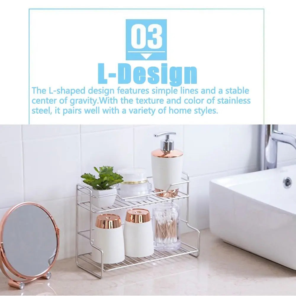 Modern Kitchen Organizer Shelf Double-layer Waterproof Bathroom Storage Rack Large Capacity Space Saving Kitchen Sink Organizer