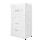 White Dresser,Storage Tower with 5 Drawer and 4 Wheels,Tall Organizer Rack for Bedroom,Living Room,Highly Sealed Snap Design