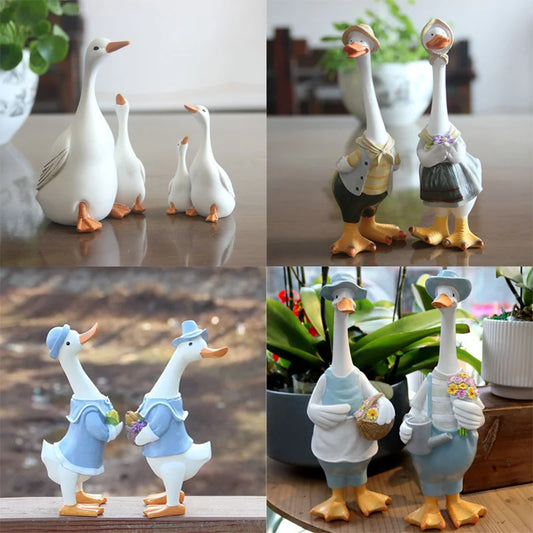 DIY Handmade Idyllic Simulation Resin Duck Animal Home Garden Courtyard Decoration Balcony Patio Decoration Garden Decor Statues