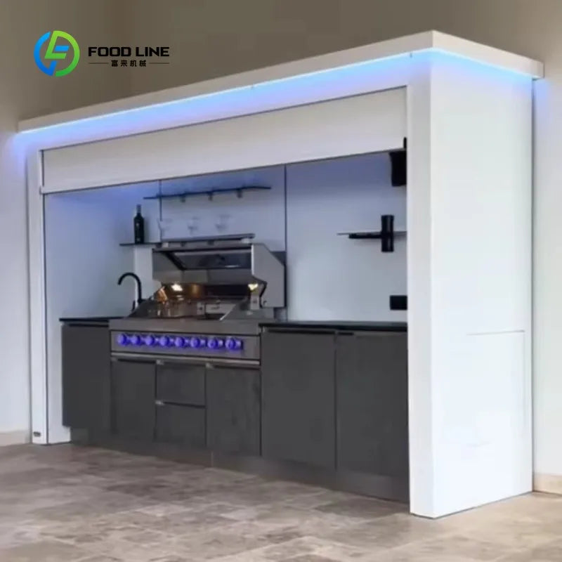Customized Electric Grills Stainless Steel Outdoor Kitchen Trailer Island with Modular Cabinet and Sink