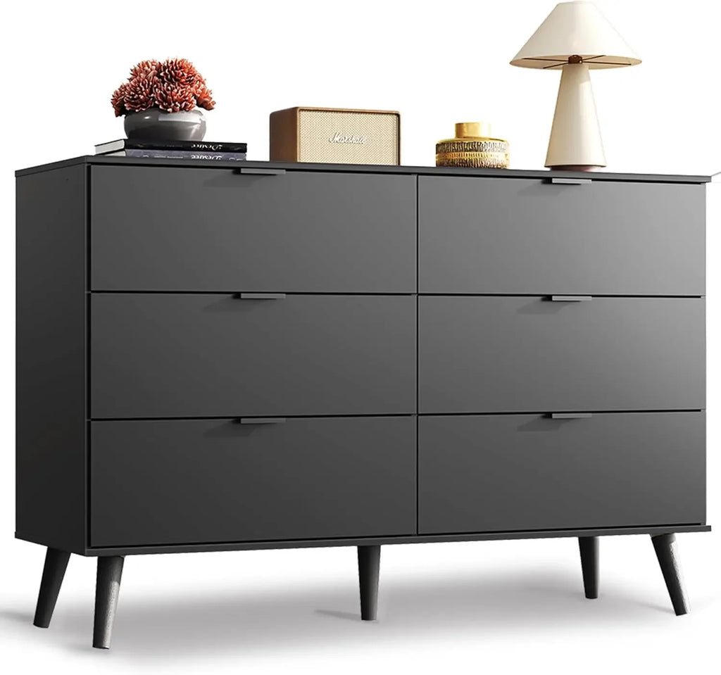 Wood Dresser Storage Organizer with Sturdy Metal Handle, TV Stand for 55 inch TV, Chest of Drawers for Living Room, Hallway