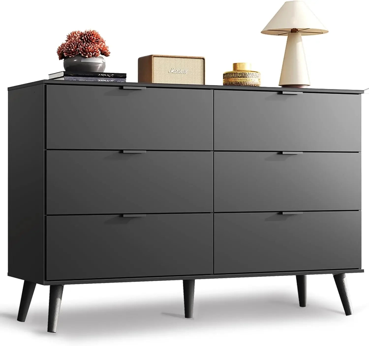 Wood Dresser Storage Organizer with Sturdy Metal Handle, TV Stand for 55 inch TV, Chest of Drawers for Living Room, Hallway
