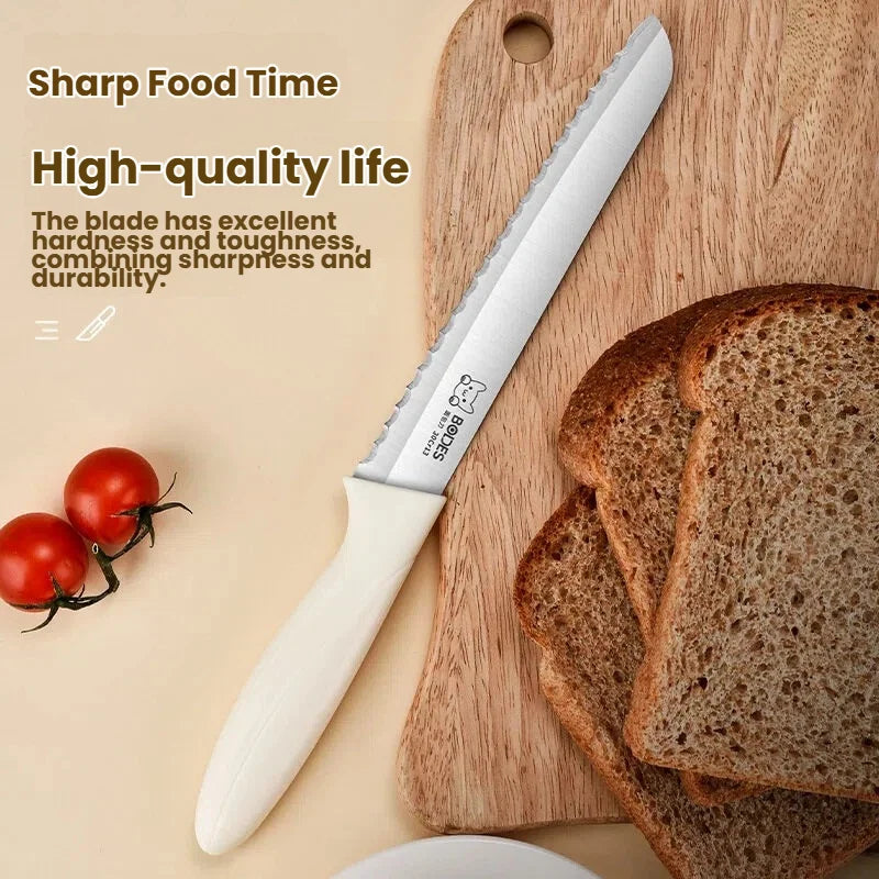 Kitchen bread knife with serrated edge, sandwich and toast slicing knife, stainless steel baking tool for cooking accessories