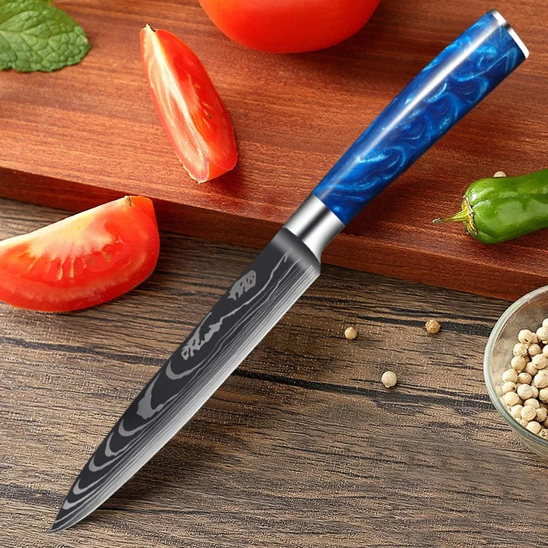 Kitchen Meat Fruit Knife 7Cr17Mov Stainless Steel Chef Utility Fish Knife Professional Butcher Cleaver Boning Knife Resin Handle