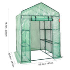 SucceBuy Walk-in Green House Greenhouse with Shelves High Strength PE Cover with Doors & Windows and Steel Frame for Planting