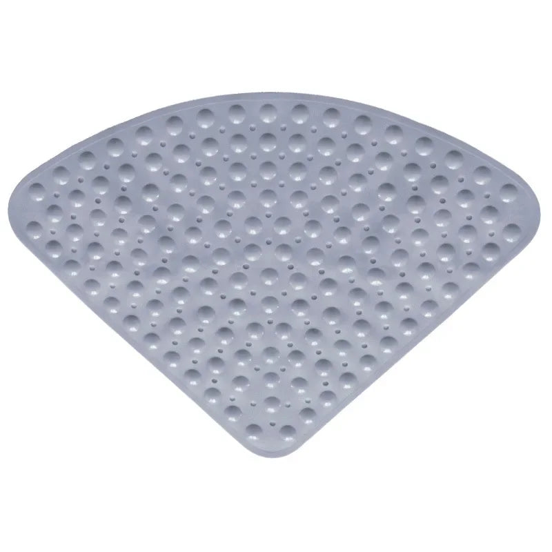 Washable Corner Shower Carpet Floor Mat Toilet PVC Shower Mat  Fan-shaped Suction Cup Anti-slip Pad Cushion