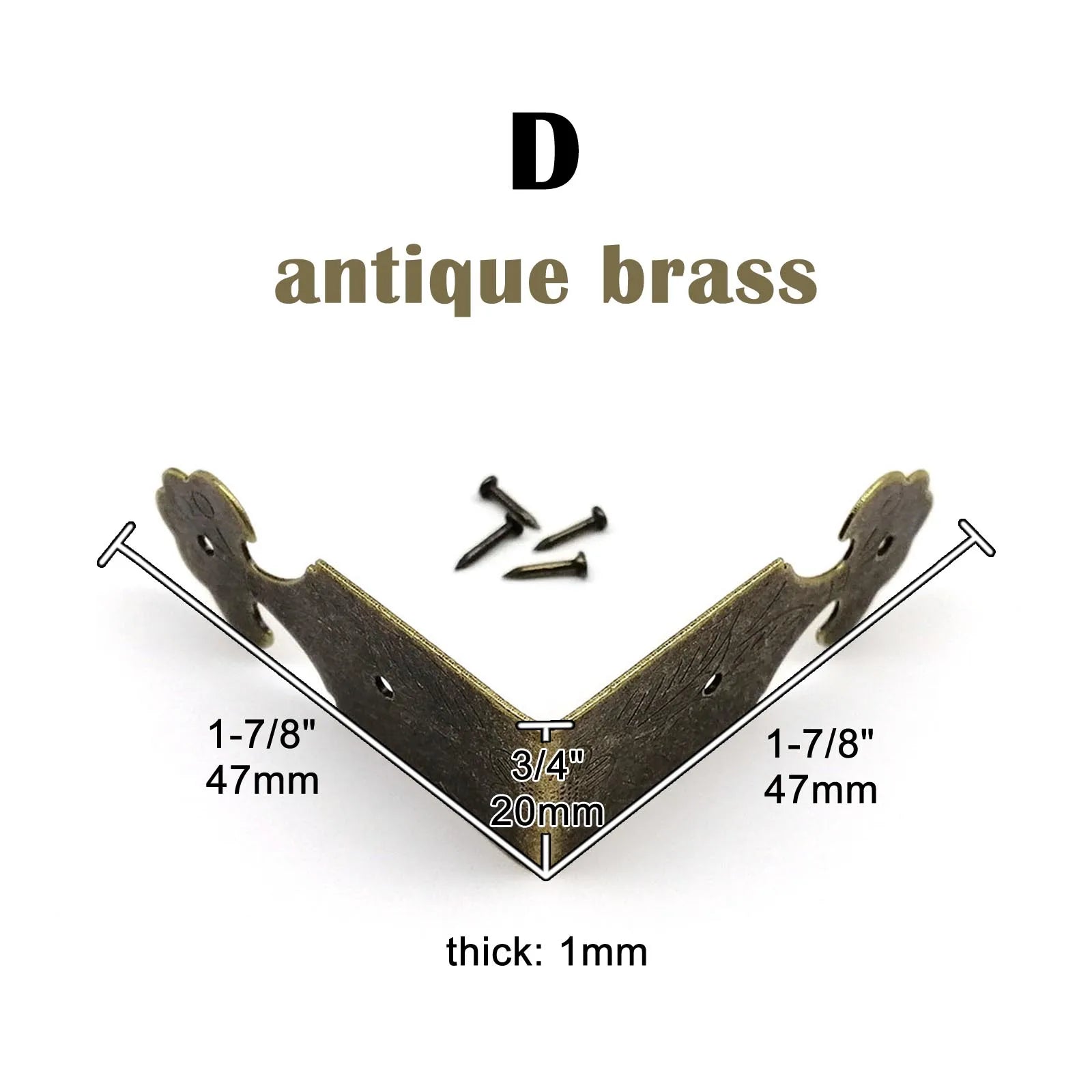 12pcs Decorative Corner Protector Guard Edge Cover for Jewelry Chest Wine Gift Box Wooden Case Table Desk Bronze Golden + Nails