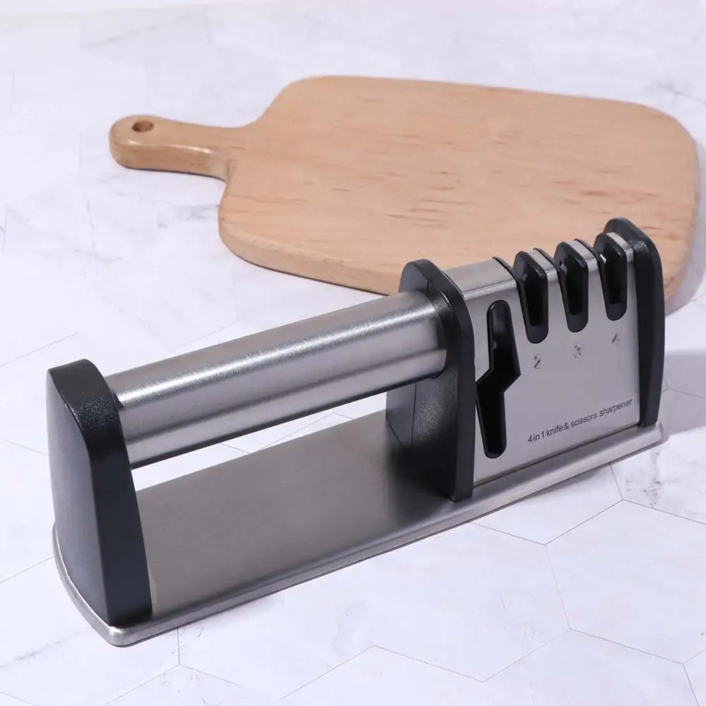 Kitchen Gadgets Manual 4 in 1 Sharpener Professional Non-slip Base Kitchen Sharpening Stone Handheld Whetstone Canteen
