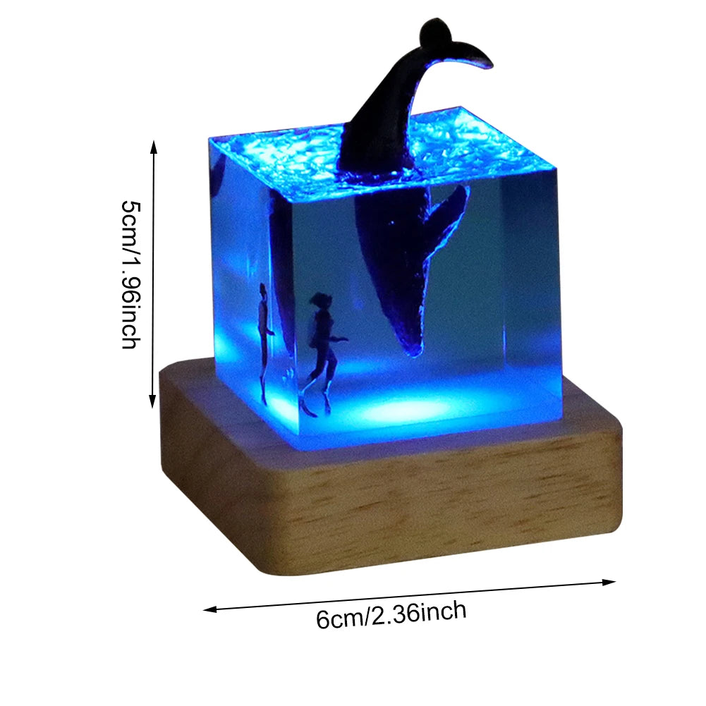 Whale Diver Ocean Decoration with Light Decorative Marine Whale Decor Beluga Killer Whale Megalodon Home Room Decor