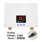 110V 220V Instant Water Heater Bathroom Kitchen Wall Mounted Electric Water Heater with Remote Control LCD Temperature Display