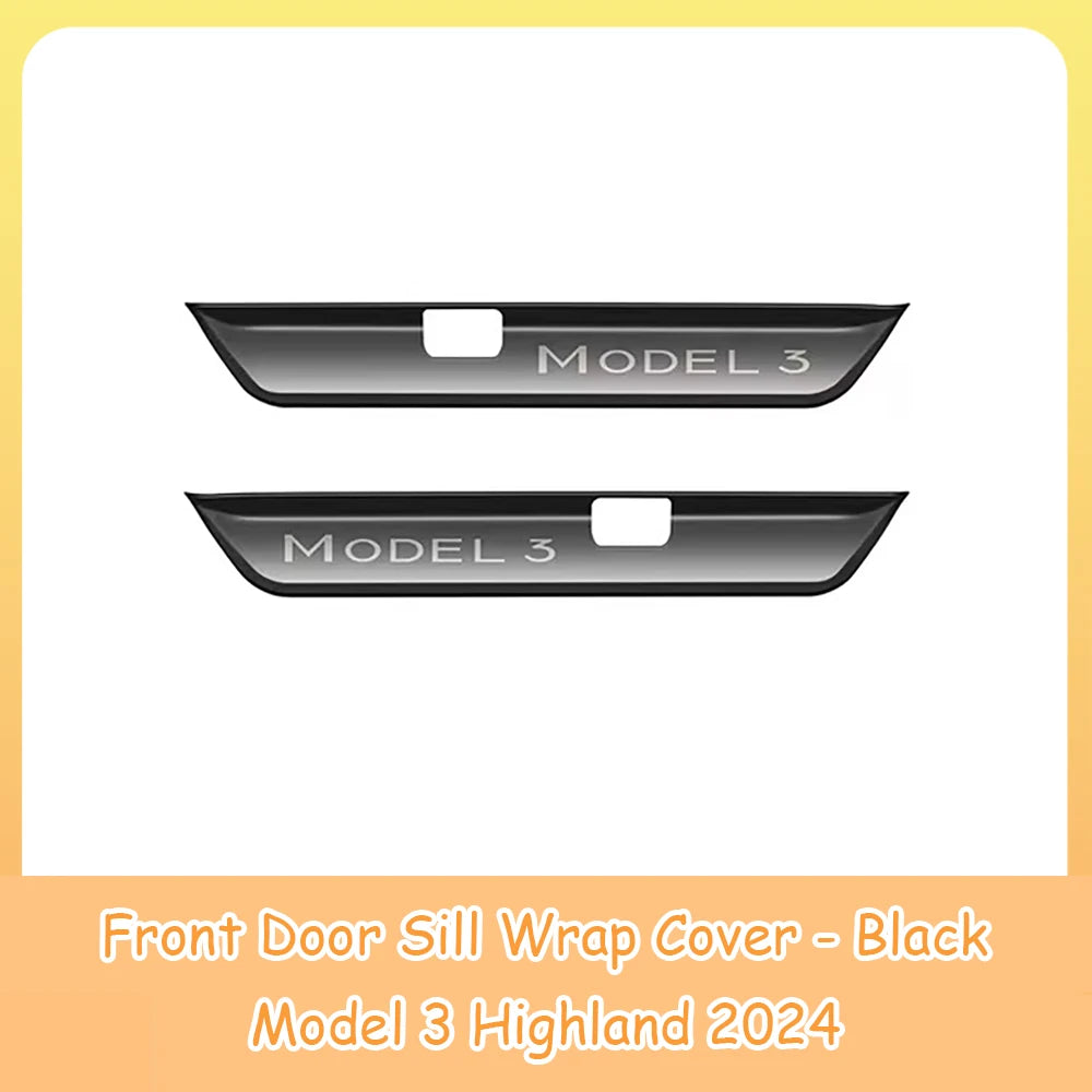 For Tesla Model 3 Highland Front Rear Door Sill Wrap Cover Anti Scratch Stainless Steel Door Sill Strip Plate Car Accessories
