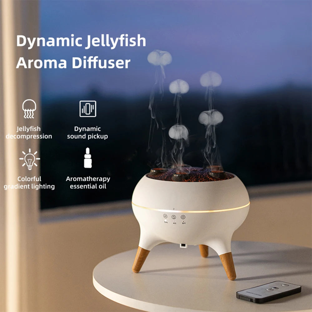 Flame Humidifier Dynamic Jellyfish Essential Oil Diffuser 350ML Air Hu