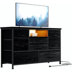 8-Drawer LED Dresser TV Stand with Power Outlet 55'' TV - Wide Storage Chest for Bedroom, Living Room & Entryway, Woo