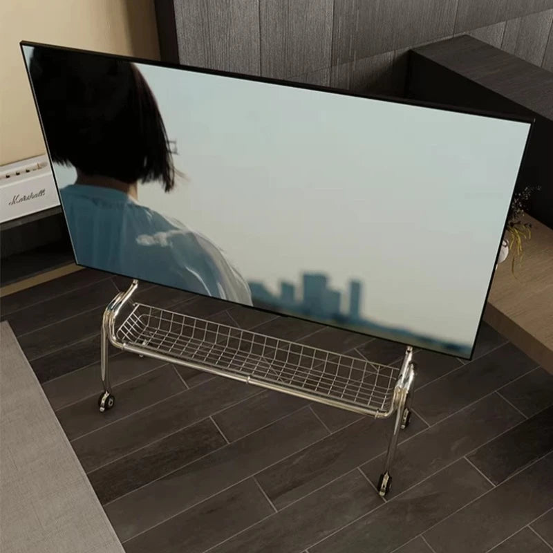 TV Stands Nordic TV Mobile Bracket Living Room Home Modern Simple Floor 32-75 Inch Stainless Steel Hanger with Wheels TV Cabinet