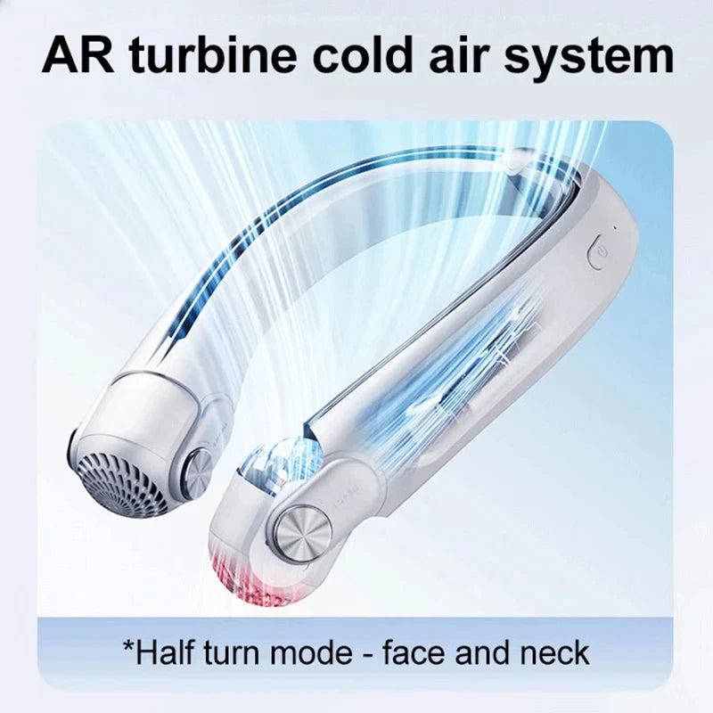 Portable Neck Mounted Fan, USB Charging, Adjustable Bladeless Turbine
