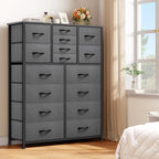 16-Drawer Fabric Dresser for Adults & Teens, Storage Chest for Bedroom & Closet – Black Gray