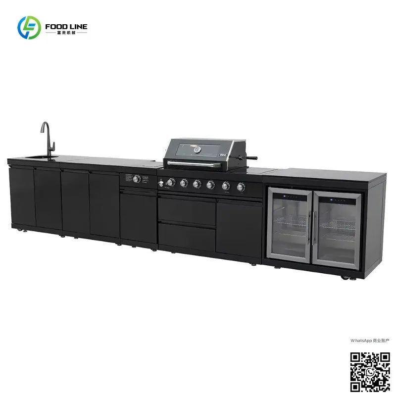 Customized Outdoor Kitchen Cabinet Set Haute Couture Garden Modular Stainless Steel Modern Design Gas Grill