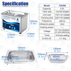 Ultrasonic Cleaner 60W Ultrasound Glasses Cleaner 40KHz High Frequency Ultrasonic  Bath for Glasses Jewelry Necklace Cleaning
