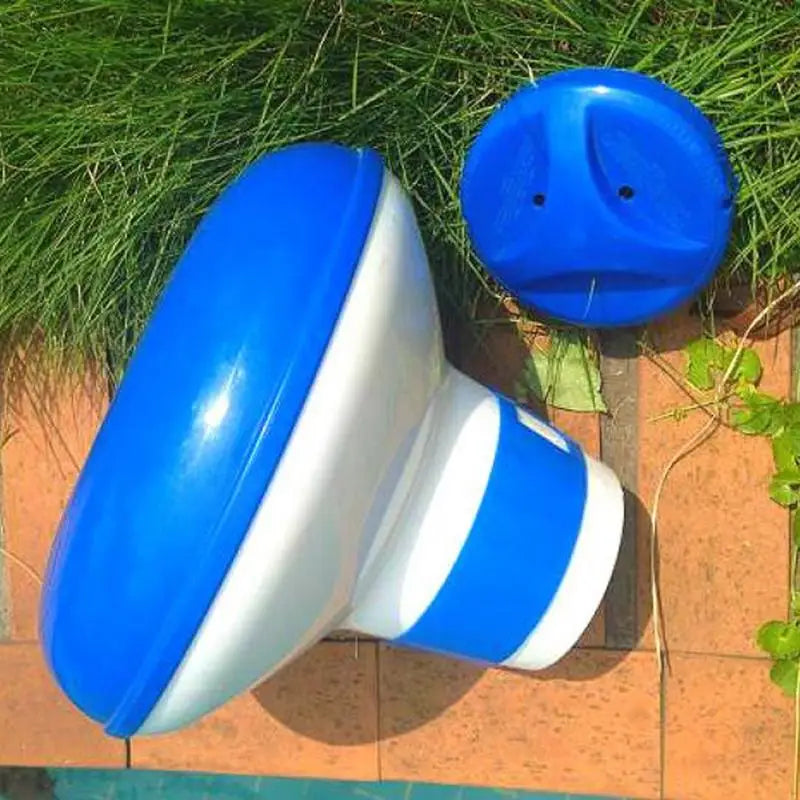 8 Inch Deluxe Large Swimming Pool Cleaning Tools Chlorine Dispenser Blue White Floating Swim Pool Tool Tablet Auto-Supplier