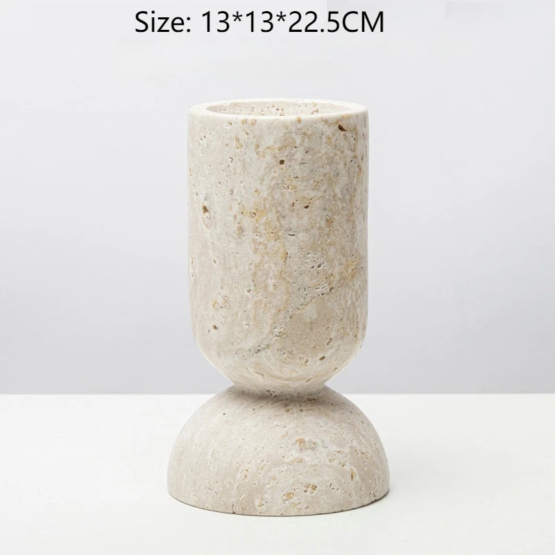 New Chinese Style Yellow Travertine Candle Holder - Elegant Home Decor for Living Room, Coffee Table, Dining Table & Model House